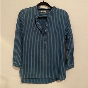 Faherty Selvedge Indigo Discharge Print Top